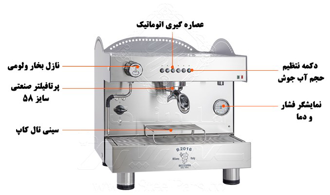 جزئیات اسپرسو ساز بیزرا BEZZERA B2016 تک گروپ اتوماتیک