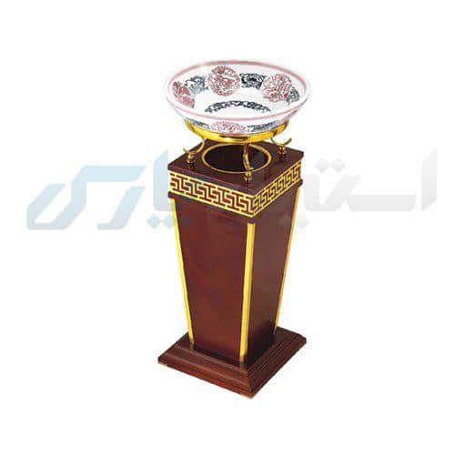 سطل زباله هتلی استیل پارس مدل چوبی Ash Tray